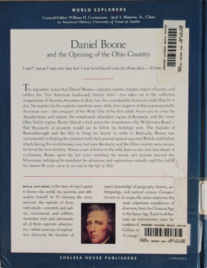 Back Cover of Daniel Boone and the opening of the Ohio Country