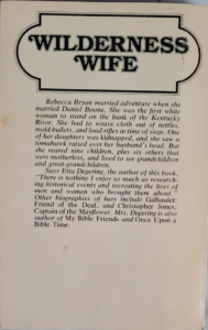 Back cover Of Wilderness Wife: The Story of Rebecca Bryan Boone