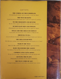Back Cover of Story of The Great American West