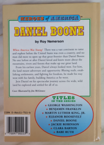 Back Cover of Heroes of America: Daniel Boone