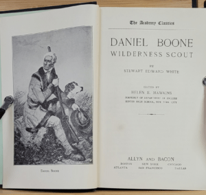 Image of Daniel Boone and one of his hunting dogs