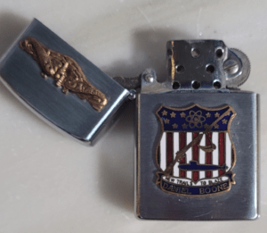 Front View of USS Daniel Boone Flip Zippo Lighter While Flipped Open