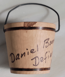 Front view of Daniel Boone Home Wooden Bucket