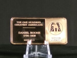 Reverse of Honor America The 100 Greatest Americans Daniel Boone Bronze Ingot