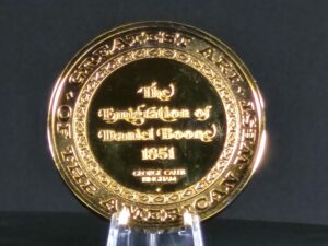Reverse of The Greatest Art of The American West- The Emigration of Daniel Boone 1851 24k Gold Plated Coin